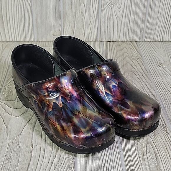 Dansko Mrbled Iridescent Patent Leather Clogs Womens Size 40 US Size 9.5-10 - Picture 9 of 14